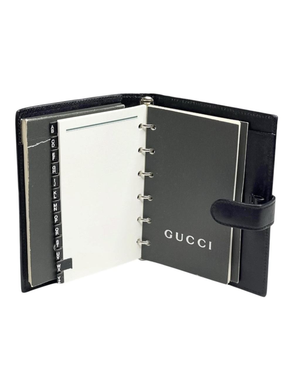 Vintage: Gucci ♛ Small Leather Daily Organizer Book ♛ Gold Logo Hardware Plaque - Picture 6 of 16
